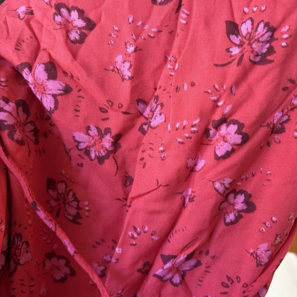 Free People Bijou Midi Red Floral Skirt Sz 6 Resort Feminine Zipper High‎ Slit